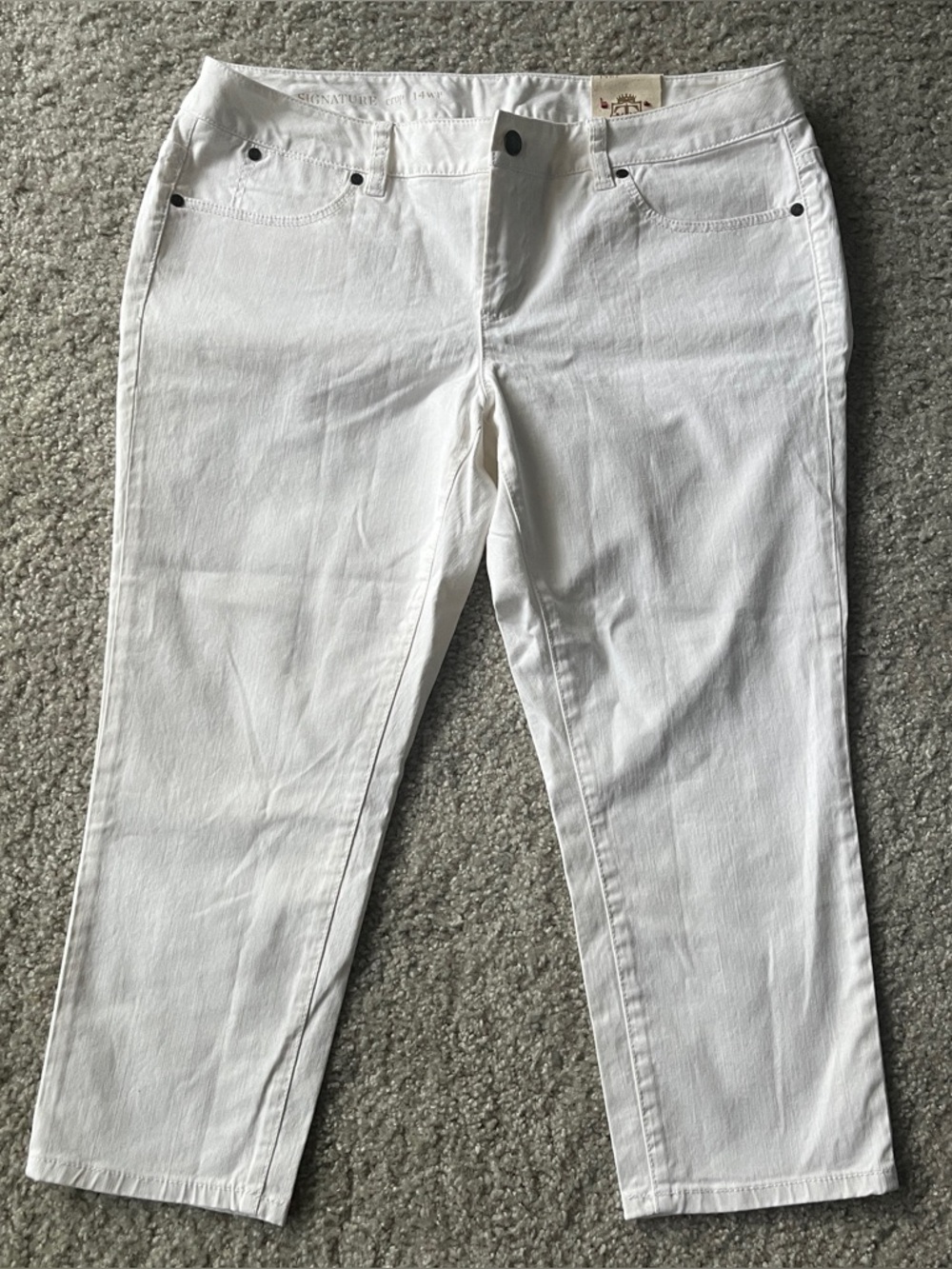 Talbots Women's White Signature Crop Denim Jeans Size Petites 14WP NWT Stretch